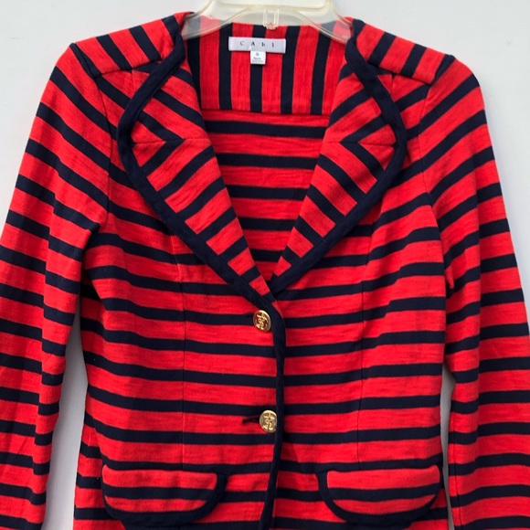 Cabi Red Striped Nautical Blazer Size Small - Picture 2 of 7